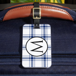 Etiqueta Para Maletas Cuadro náutico azul y blanco