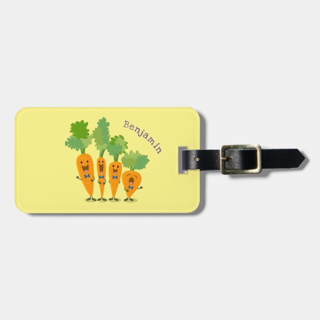 Etiqueta Para Maletas Cuarteto de zanahoria cantante lindo ilustracion p (Frente Horizontal)