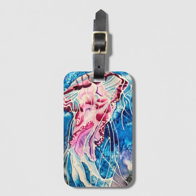 Etiqueta Para Maletas Cubierta acuática de gelatina arte oceánico (Anverso vertical)