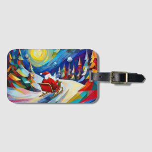 Etiqueta Para Maletas Cubismo Santa Navidad Fiesta
