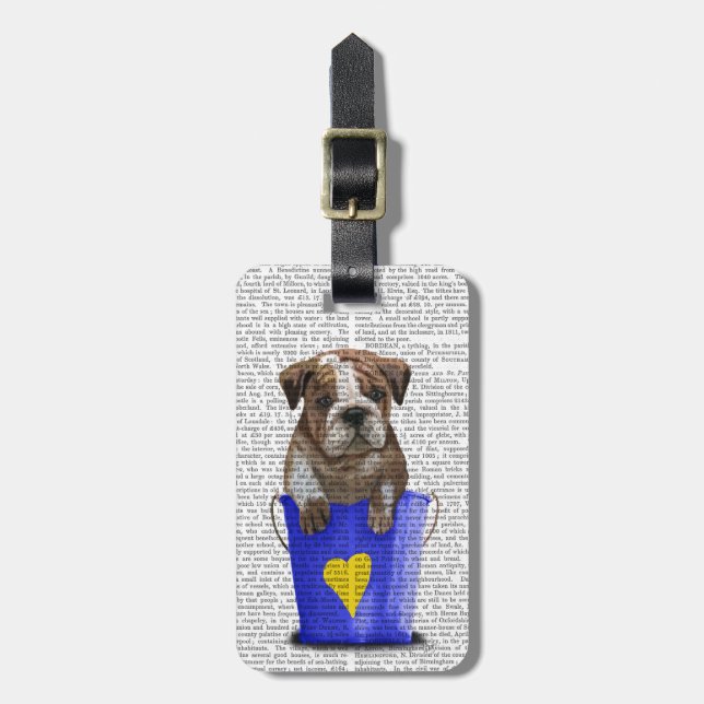 Etiqueta Para Maletas Cubo De Amor Azul bulldog (Frente Vertical)