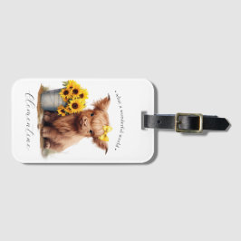 Etiqueta Para Maletas Cubo de girasol de vaca Highland