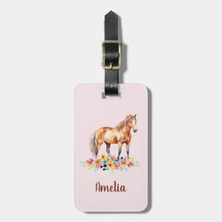 Etiqueta Para Maletas Cuchilla de agua de caballo floral nombre rosa eti