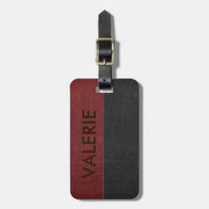 Etiqueta Para Maletas Cuero de imitación masculino negro y rojo