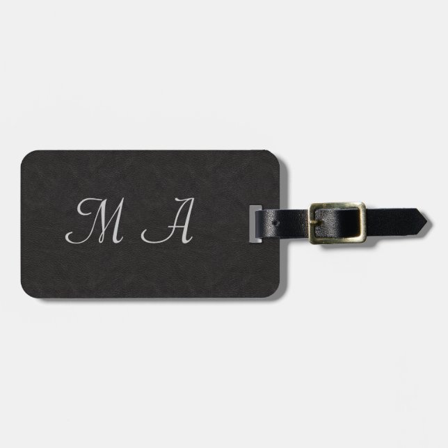 Etiqueta Para Maletas Cuero negro (Frente Horizontal)
