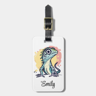 Etiqueta Para Maletas Cuidada colorida decoración de lagarto personaliza