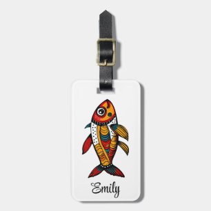 Etiqueta Para Maletas Cuidada decoración de pescado personalizado colori