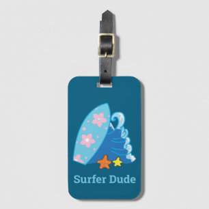 Etiqueta Para Maletas Cuidado Surfer Dude Surfboard y Wave