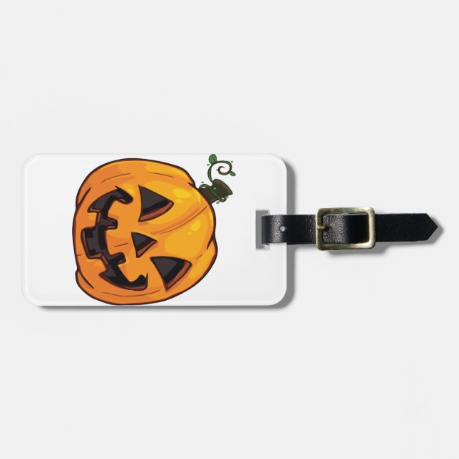 Etiqueta Para Maletas Curiosa de calabaza de Halloween (Frente Horizontal)