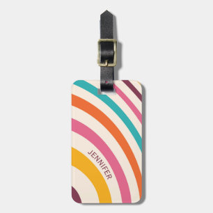 Etiqueta Para Maletas Curvas de estilo retro coloridas