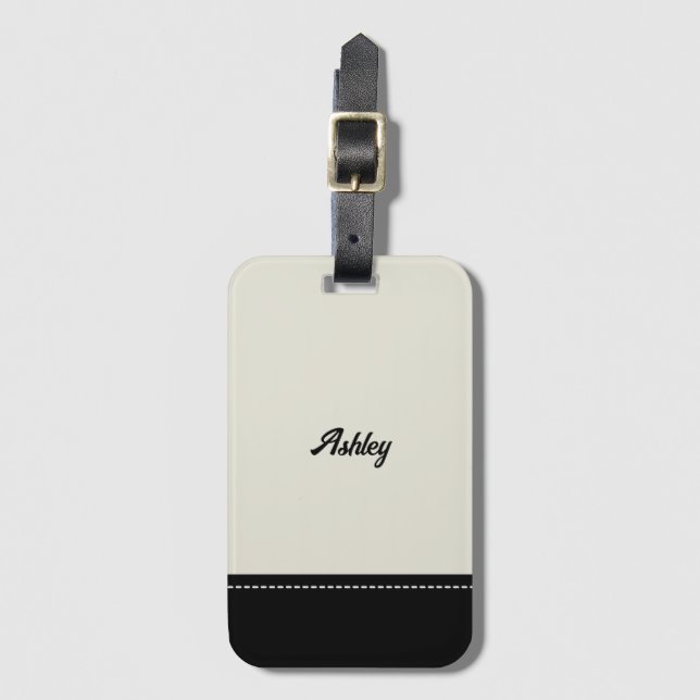 Etiqueta Para Maletas Custom black beige personalized preppy stylish (Anverso vertical)