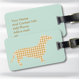 Etiqueta Para Maletas Custom Dachshund Luggage Tag - Cream Gingham