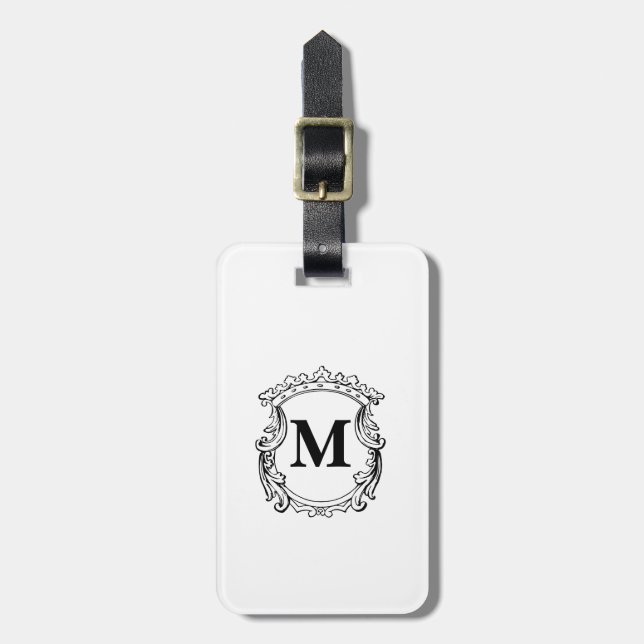 Etiqueta Para Maletas Custom Elegant Monogram Crest (Frente Vertical)