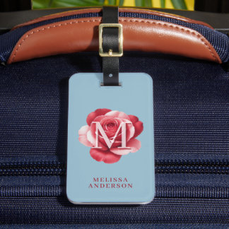 Etiqueta Para Maletas Custom Initial Rose iPhone Case | Modern Floral 