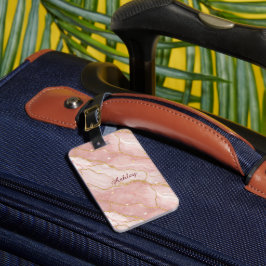 Etiqueta Para Maletas Custom Modern Rose Quartz Marble Gold