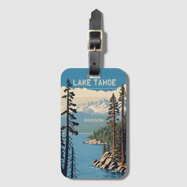Etiqueta Para Maletas Custom Name Lake Tahoe (Anverso vertical)