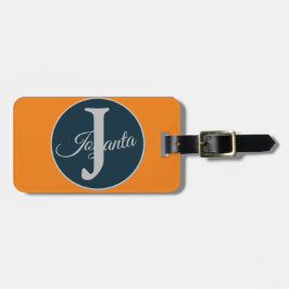 Etiqueta Para Maletas Custom  orange greay blue Monogram Elegant