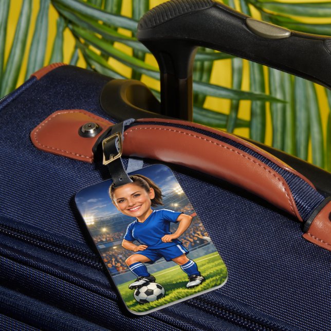 Etiqueta Para Maletas Custom Photo-Face Soccer/Football Star Caricature  (Anverso In situ 1)
