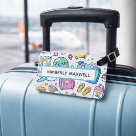 Etiqueta Para Maletas Custom Travel Doodle Luggage Tag Fun Design