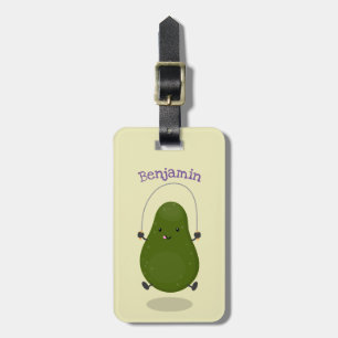 Etiqueta Para Maletas Cute aguacate salto cuerda personalizado ilustraci