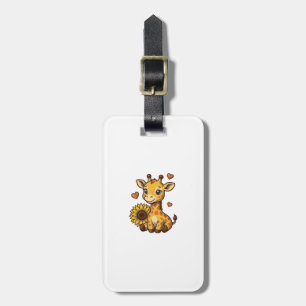 Etiqueta Para Maletas Cute Baby Giraffe Sunflower Vintage Engraving Tee_