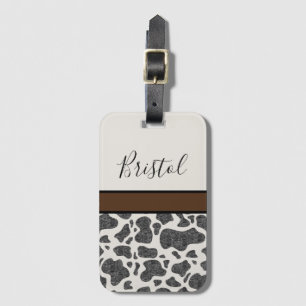 Etiqueta Para Maletas Cute Black Cow Spots Animal Print Personalizado