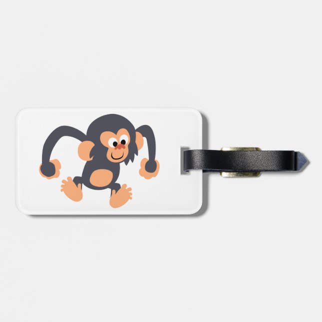 Etiqueta Para Maletas Cute Bouncy Personalizado Chimpanzee (Atrás Horizontal)