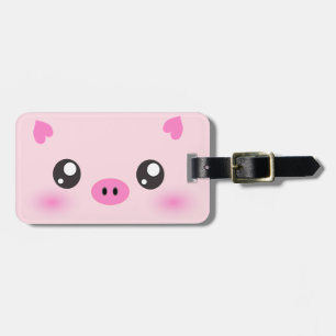Etiqueta Para Maletas Cute Cara de cerdo - minimalismo kawaii