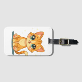 Etiqueta Para Maletas **Cute Cartoon Cat – Adorable Kitty Illustration**