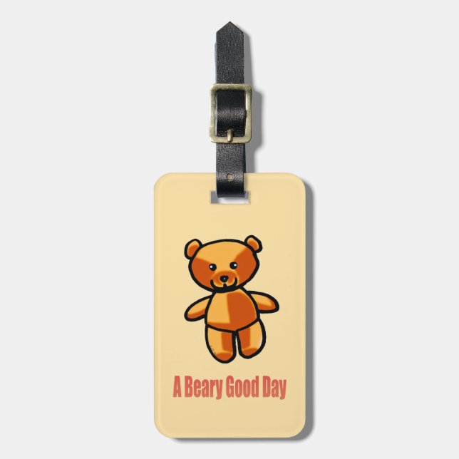 Etiqueta Para Maletas Cute Cartoon Teddy Bear Pun Illustration (Frente Vertical)