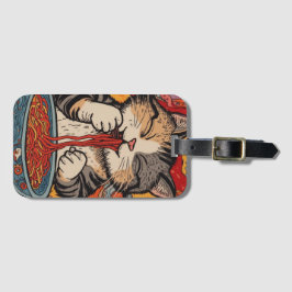 Etiqueta Para Maletas Cute Cat Eating Noodles