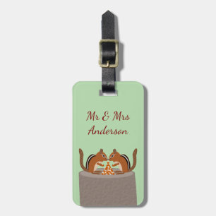 Etiqueta Para Maletas Cute Chipmunks Personalizado de la boda de otoño
