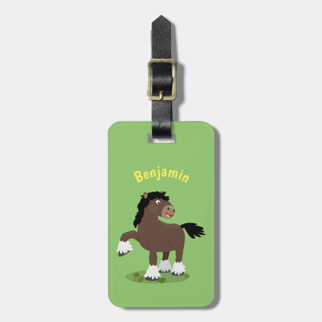 Etiqueta Para Maletas Cute Clydesdale personalizado de caballo ilustraci (Frente Vertical)