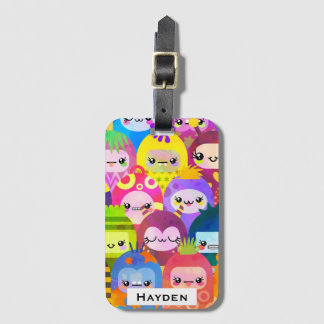 Etiqueta Para Maletas Cute Colorful Cartoon People Personalised 
