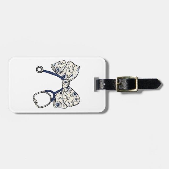 Etiqueta Para Maletas Cute Coquette Bow Coquette Bow Nurse Enfermería (Frente Horizontal)