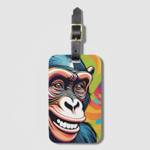 Etiqueta Para Maletas Cute Crazy Funny Chimpanzee
