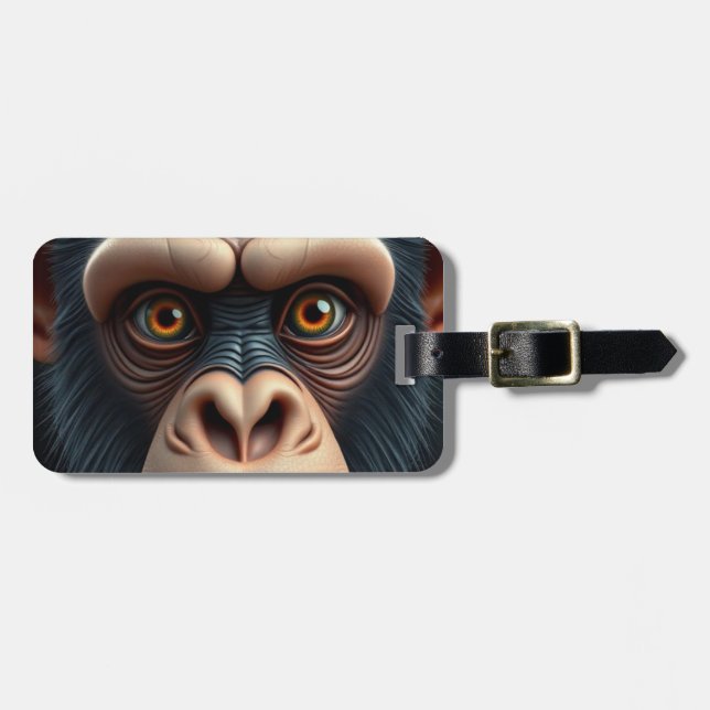 Etiqueta Para Maletas Cute Crazy Funny Chimpanzee (Frente Horizontal)