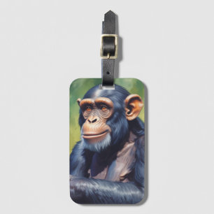 Etiqueta Para Maletas Cute Crazy Funny Chimpanzee