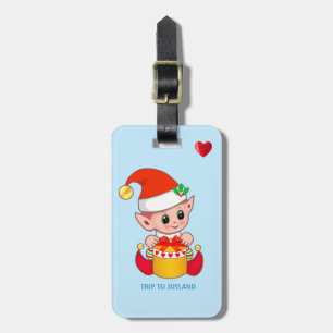 Etiqueta Para Maletas Cute Elfo de Navidad y Corazón