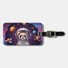 Etiqueta Para Maletas Cute Ferret Astronaut in Space