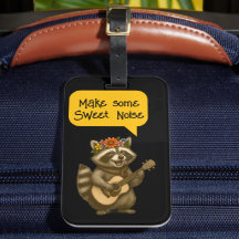 Cute Floral Raccoon Music Duo tocando música de gu