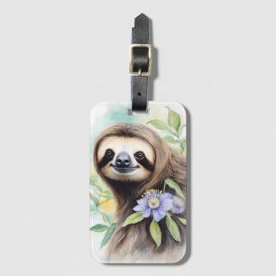 Etiqueta Para Maletas Cute Friendly Sloth Watercoling