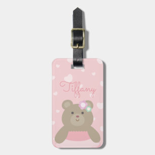 Etiqueta Para Maletas Cute Girly Pastel Ballerina Rosa Bear Cub Niños