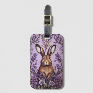 Etiqueta Para Maletas Cute Hare Con Lavanda Inspirada William Morris