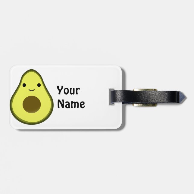 Etiqueta Para Maletas Cute Kawaii Aguacate (Atrás Horizontal)