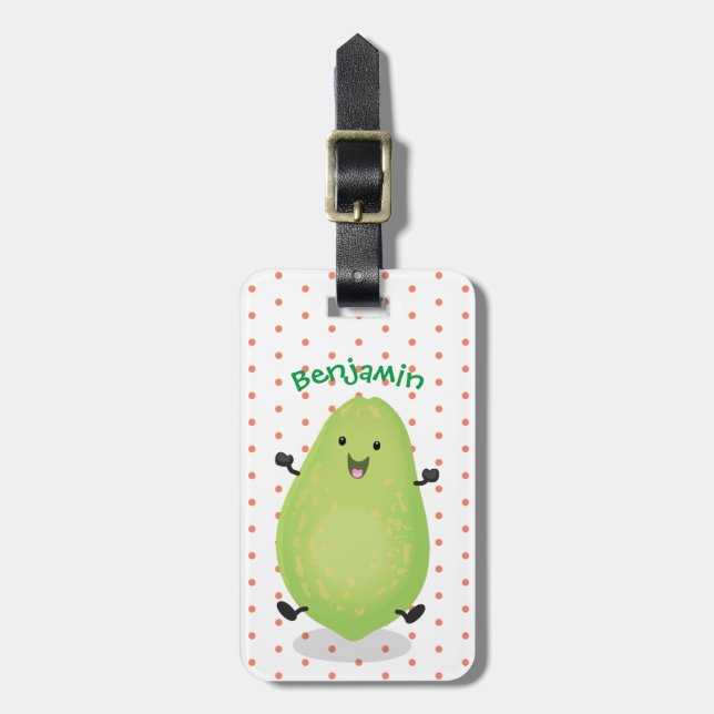 Etiqueta Para Maletas Cute kawaii papaya paw personalizado ilustracion (Frente Vertical)