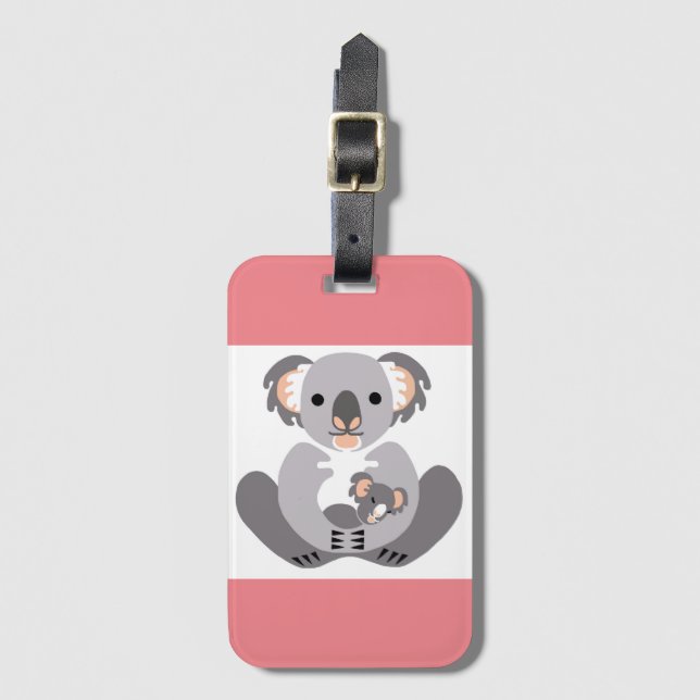 Etiqueta Para Maletas Cute KOALA - Vida silvestre - Marsupial - Rosa (Anverso vertical)