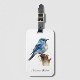Etiqueta Para Maletas Cute Little Mountain Bluebird Watercolor, personal