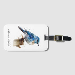 Etiqueta Para Maletas Cute Little Mountain Bluebird Watercolor, personal