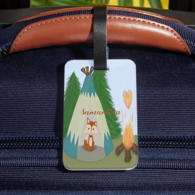 Etiqueta Para Maletas Cute Lone Fox (Reverso In Situ)